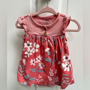 Carter’s 3M Red Stripe and Floral Onesie Girl Dress